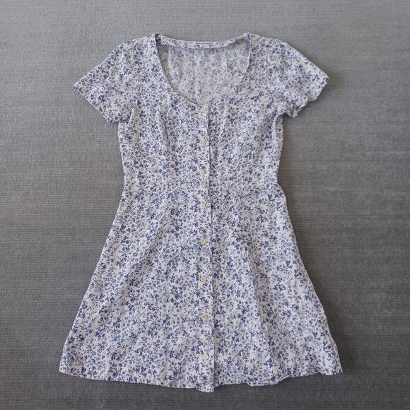 Reformation Margeaux Dress Women 4 Blue Floral Johanna Mini Button Front Cottage - Picture 13 of 13